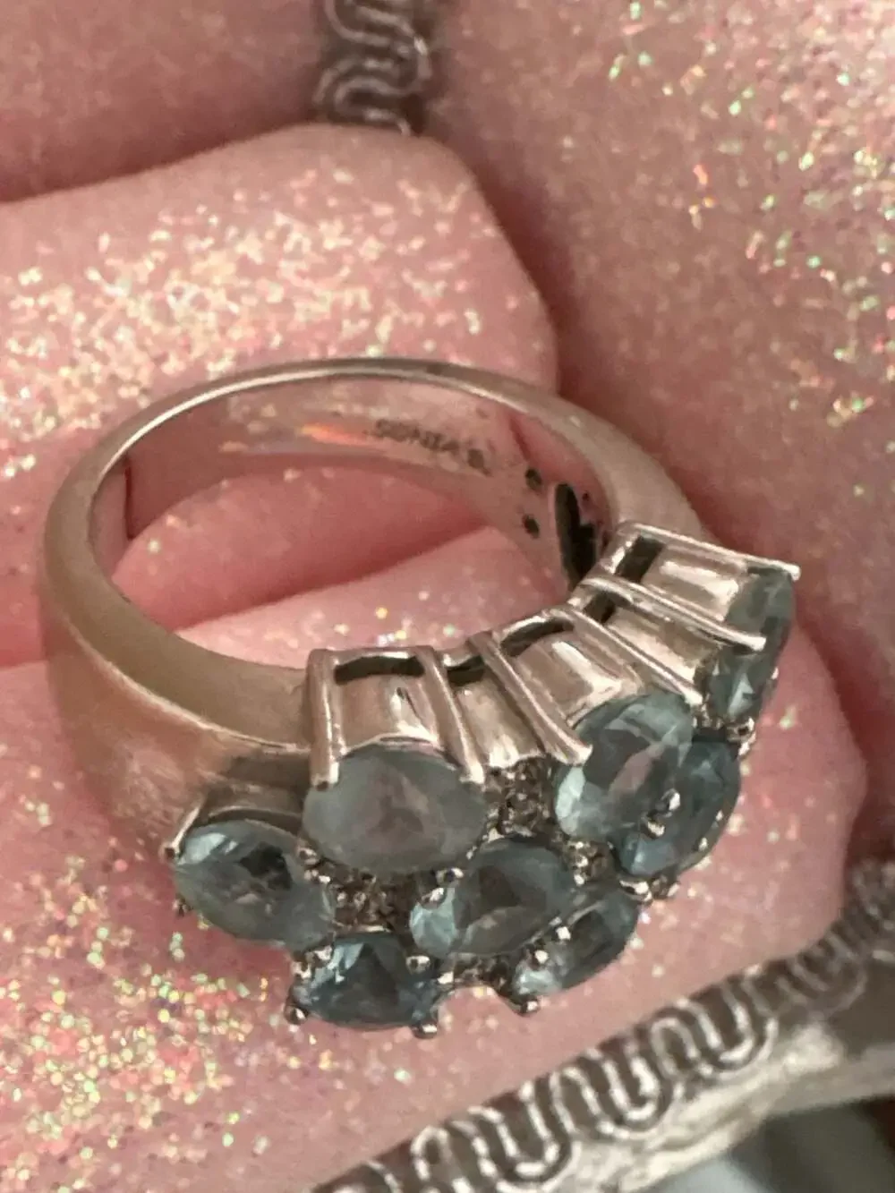Sonia B. 14K White Gold Aquamarine and Diamond Cluster Ring